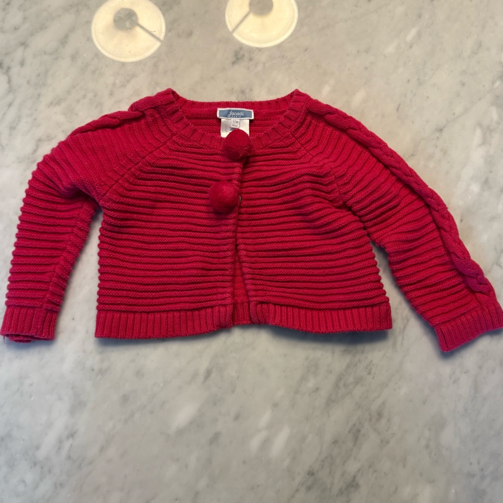Jacadi Red Knit Sweater cardigan 12M 1T